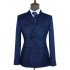 Edison Dark Blue Peaked Lapel Double Breasted Business Men Suits