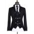 Harold Black Shawl Lapel Jacquard Three Pieces Business Men Suits