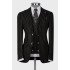 Chester Black Striped Peaked Lapel Three Pieces Business Men Suits