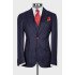 Dillon Dark Blue Striped Peaked Lapel Three Pieces Business Men Suits