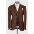 Ernest Brown Striped Peaked Lapel Three Pieces Business Men Suits