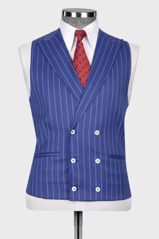 Modern Blue 3-piece Peaked Lapel Men Suit - Business Look