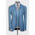 Howar Ocean Blue Striped Peaked Lapel Three Pieces Business Men Suits
