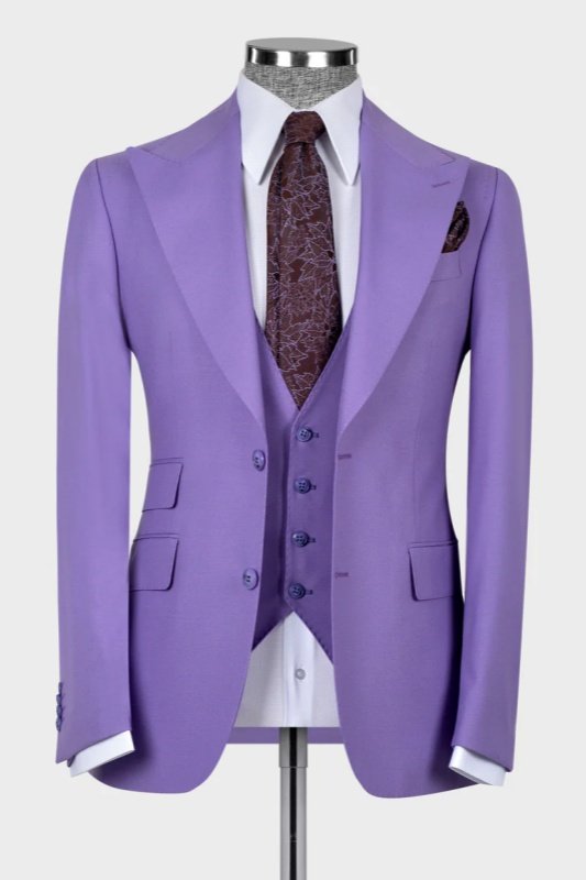Jim Light Purple Peaked Lapel Three Pieces Wedding Men Suits Jim Light Purple Peaked Lapel Three Pieces Wedding Men Suits