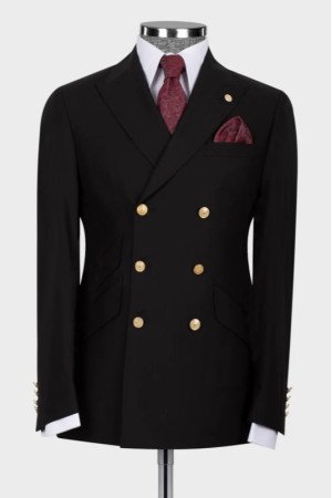 Nathaniel Black Peaked Lapel Double Breasted Business Men Suits Nathaniel Black Peaked Lapel Double Breasted Business Men Suits