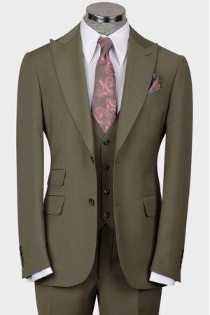 Powell Green Peaked Lapel Three Pieces Business Men Suits Powell Green Peaked Lapel Three Pieces Business Men Suits