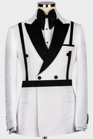 Tom Chic White Peaked Lapel Double Breasted Wedding Men Suits Tom Chic White Peaked Lapel Double Breasted Wedding Men Suits