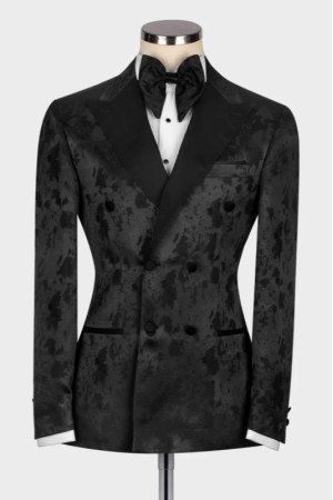 Chris Black Jacquard Peaked Lapel Double Breasted Wedding Men Suits