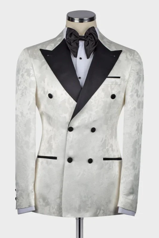 Dominick White Wedding Suit - Jacquard Shawl Lapel Fashion
