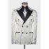 Dominic White Jacquard Double Breasted Wedding Men Suits With Black Peaked Lapel 