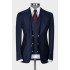 Riley Dark Navy Peaked Lapel Three Pieces Business Men Suits