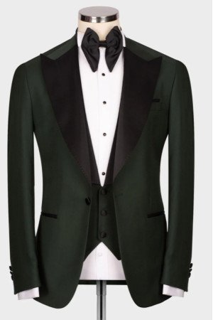 Stan Dark Green Peaked Lapel Three Pieces Business Men Suits Stan Dark Green Peaked Lapel Three Pieces Business Men Suits
