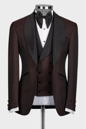 Warner Brown Shawl Lapel Three Pieces Wedding Men Suits Warner Brown Shawl Lapel Three Pieces Wedding Men Suits