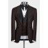 Warner Brown Shawl Lapel Three Pieces Wedding Men Suits