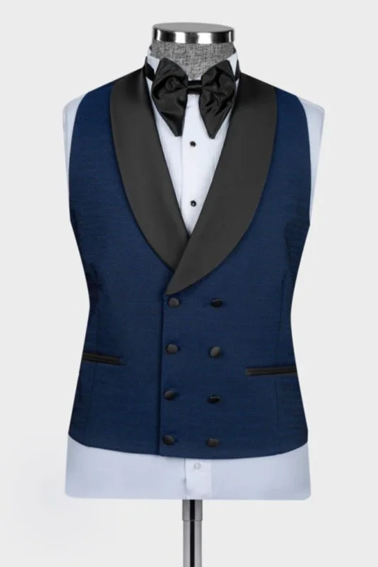 Alger Dark Blue Shawl Lapel Three Pieces Wedding Men Suits Alger Dark Blue Shawl Lapel Three Pieces Wedding Men Suits