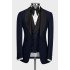Eric Dark Navy Shawl Lapel Three Pieces Wedding Men Suits 