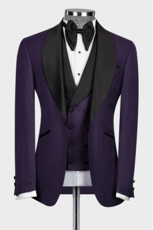 Gordon Purple Shawl Lapel Three Pieces Wedding Men Suits  Gordon Purple Shawl Lapel Three Pieces Wedding Men Suits