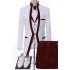 Carter White Jacquard Three Pieces Wedding Men Suits With Burgundy Shawl Lapel