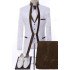 Gerald White Jacquard Three Pieces Wedding Men Suits With Brown Shawl Lapel