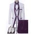 Marico White Jacquard Three Pieces Wedding Men Suits With Purple Shawl Lapel