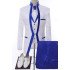 Barton White Jacquard Three Pieces Wedding Men Suits With  Royal Blue Shawl Lapel