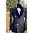 Haley Smart Black Double Breasted Jacquard Wedding Men Suits