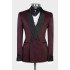Kemp Chic Burgundy Shawl Lapel Double Breasted Wedding Men Suits