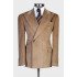 Oliver Stylish Khaki Peaked Lapel Corduroy Close Fitting Men Suits