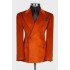 Page Fashion Orange Peaked Lapel Corduroy Slim Fit Men Suits