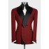 Sampson Fancy Red Jacquard Shawl Lapel Double Breasted Wedding Men Suits