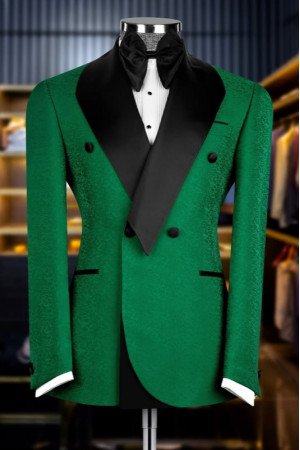 Upton Handsome Green Jacquard Shawl Lapel Double Breasted Men Suits Upton Handsome Green Jacquard Shawl Lapel Double Breasted Men Suits