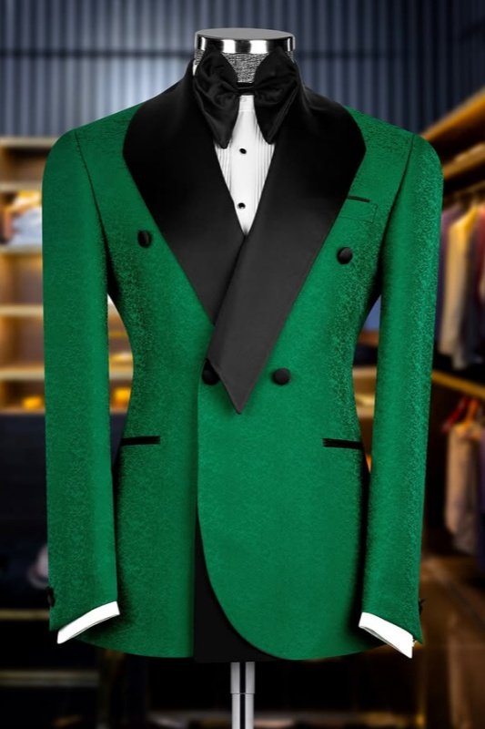 Upton Handsome Green Jacquard Shawl Lapel Double Breasted Men Suits Upton Handsome Green Jacquard Shawl Lapel Double Breasted Men Suits