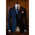 Darren Smart Dark Navy Plaid Notched Lapel Three Pieces Men Suits For Business