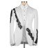 Reeves Fashion White Peaked Lapel Three Pieces Appliques Men Suits For Prom