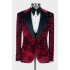 Hilary Newest Burgundy Peaked Lapel Three Pieces Velvet Beadings Men Suits