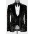 Johnson Newest Black Peaked Lapel Three Pieces Velvet Beadings Men Suits