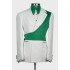 Elliott Chic White Notched Lapel Jacquard Men Suits With Green Shoulder