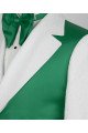 Elliott Chic White Notched Lapel Jacquard Men Suits With Green Shoulder