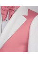 Giancarlo Chic White Notched Lapel Jacquard Men Suits With Pink Shoulder