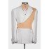 Harvey Chic White Notched Lapel Jacquard Men Suits With Khaki Shoulder