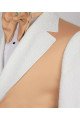 Harvey Chic White Notched Lapel Jacquard Men Suits With Khaki Shoulder