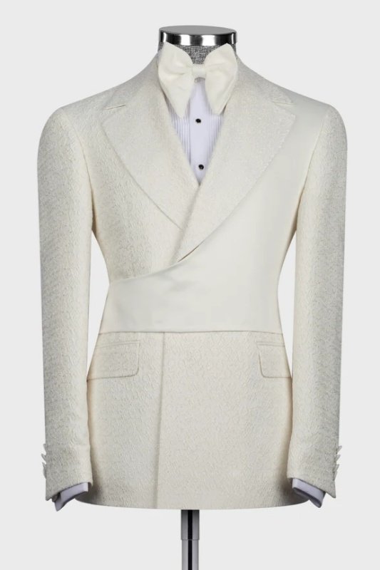 Jensen Chic Ivory Notched Lapel Jacquard Prom Men Suits Jensen Chic Ivory Notched Lapel Jacquard Prom Men Suits
