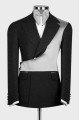 Knight Chic Black Notched Lapel Jacquard Prom Men Suits With Gray Shoulder Knight Chic Black Notched Lapel Jacquard Prom Men Suits With Gray Shoulder