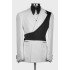 Levi Chic White Notched Lapel Jacquard Prom Men Suits With Black Shoulder