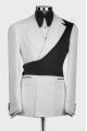 Levi Chic White Notched Lapel Jacquard Prom Men Suits With Black Shoulder