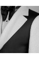 Levi Chic White Notched Lapel Jacquard Prom Men Suits With Black Shoulder