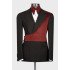 Marsh Chic Black Notched Lapel Jacquard Prom Men Suits With Burgundy Shoulder