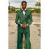 Ken Handsome Green Peaked Lapel Beadings Men Suits With Belt