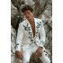 Lawrence Smart White Peaked Lapel Appliques Men Suits
