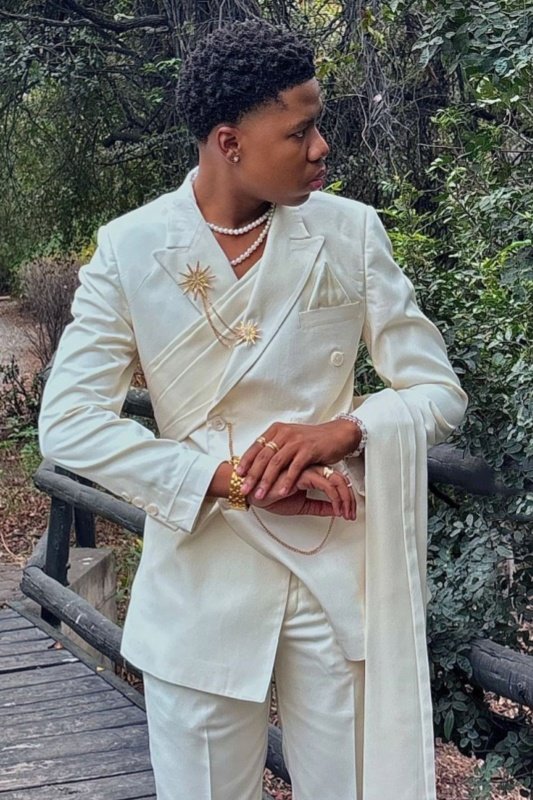 Uriah Stylish Ivory Peaked Lapel Double Breasted Prom Outfits Uriah Stylish Ivory Peaked Lapel Double Breasted Prom Outfits